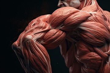 S-shaped muscle and connective tissue line that wraps along the body. Generative AI - obrazy, fototapety, plakaty