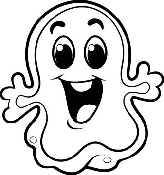 Ghost vector image, black and white coloring page