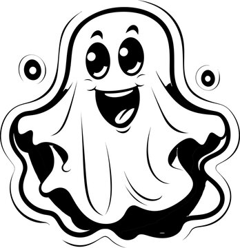 Ghost vector image, black and white coloring page