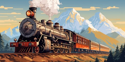 Historical steam train, a train that is powered by a steam engine - obrazy, fototapety, plakaty