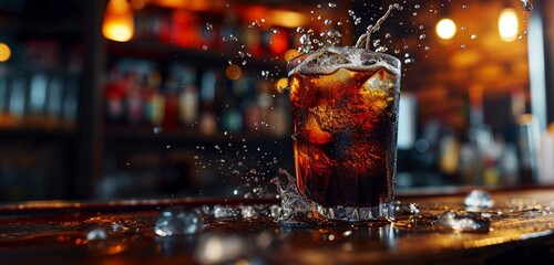 cocktail in bar - obrazy, fototapety, plakaty