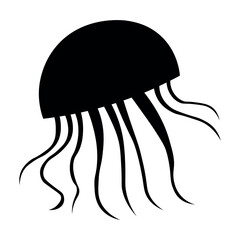 Jellyfish black vector icon on white background