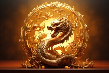 Chinese new year 2024 background , Year of the Dragon gold