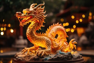 Obraz premium Chinese new year 2024 background , Year of the Dragon gold