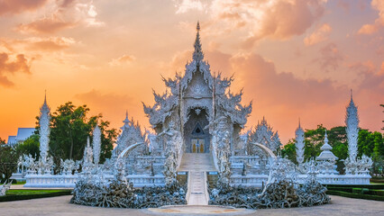 White Temple Chiang Rai Thailand, Wat Rong Khun, Northern Thailand. - obrazy, fototapety, plakaty