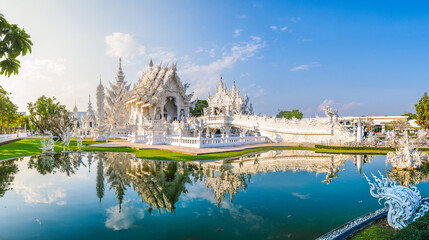 White Temple Chiang Rai Thailand, Wat Rong Khun, Northern Thailand. - obrazy, fototapety, plakaty