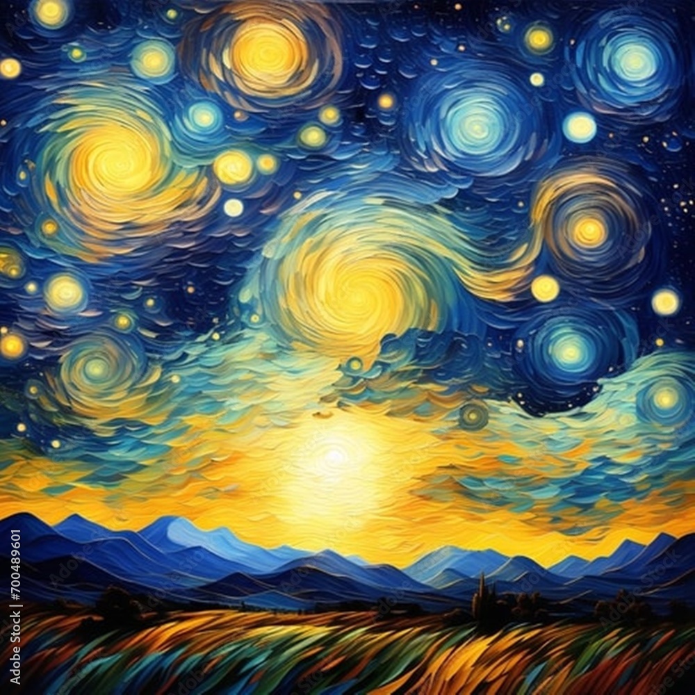 Poster abstract background with the night view over the field