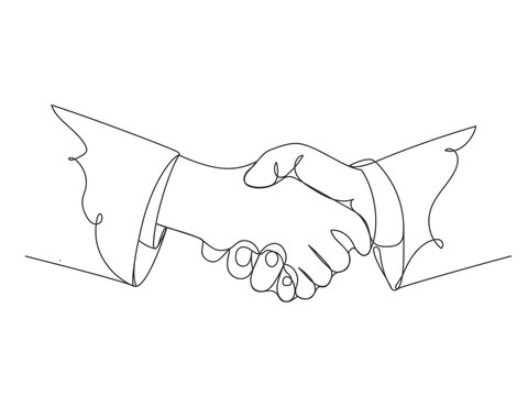 recommend clip art: Continuous one line art hand shake shape isolated vector illustration.