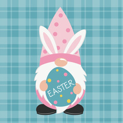 Easter gnomes holding Easter egg,Vector illustration.