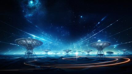 Collection Set of Radio telescopes at night