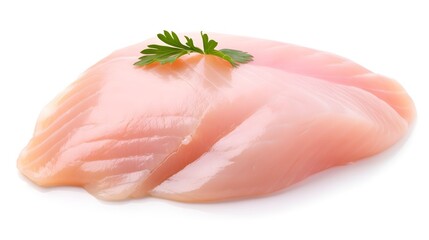 Raw chicken breast, fillet, isolated on white background, clipping path, full depth of field