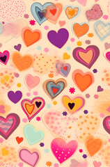 seamless pattern of pink hearts Valentine's Day