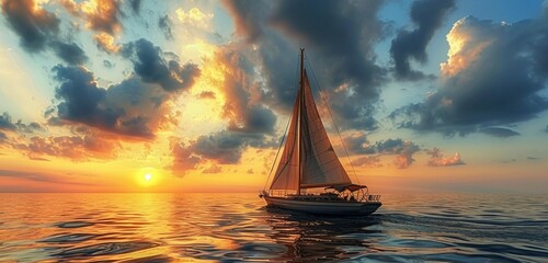 sailing boat at sunset  generated by AI