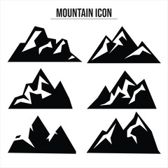 Mountain tourism and rock climbing icon set. High mountain icon logo vector illustration design template.