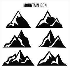 Mountain tourism and rock climbing icon set. High mountain icon logo vector illustration design template.
