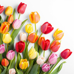 red and yellow tulips on isolate transparency background, PNG