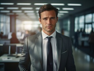 Fototapeta premium Portrait Attractive confident business man in business professional working office