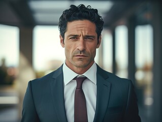 Naklejka premium Portrait Attractive hispanic young confident business man in business professional working office