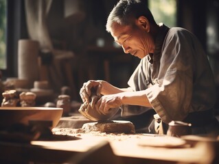 Japanese people  make asian Traditional craft creativity and handmade concept