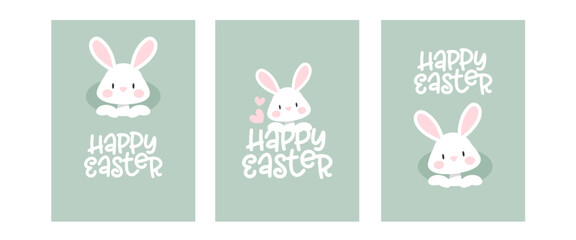 Fototapeta na wymiar Happy Easter Card, Cute Easter Bunny