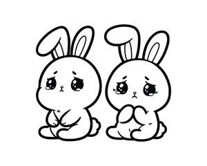 Obraz na płótnie Canvas Cute Cartoon Character of rabbit for coloring book without color, outline line art. Printable Design. isolated white background