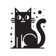 black cat silhouette vector for easily used for T-shirt design, cat silhouette, black cat, black cat silhouette.