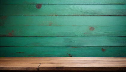 Wooden table against a backdrop of a verdant wooden wall