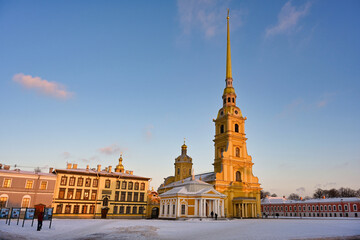 Peter and Paul Cathedral in a winter sunset light
