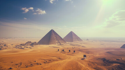 Fototapeta na wymiar Timeless Wonders: A Drone's Exploration of Egypt's Pyramids and Cultural Heritage