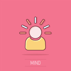 Mind people icon in comic style. Human frustration vector cartoon illustration pictogram. Mind thinking business concept splash effect.