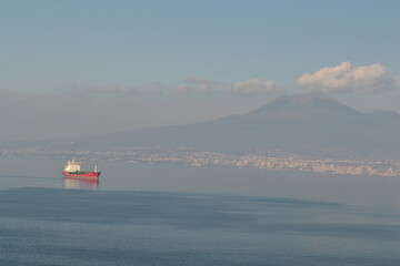 Golfo napoli, castellammare di stabia, terrazza pozzano, mare, vesuvio, nuvole, italy, naples, sea,...