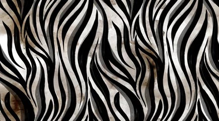 Foto op Plexiglas Hand draw zebra pattern in paint brush. Textile print pattern. © akn