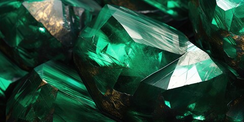Macro detail to emerald stone a bright green precious stone consisting of a chromium rich variety of beryl, mineral raw material