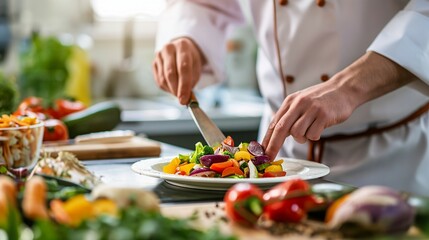 Obraz na płótnie Canvas person preparing food in restaurant
