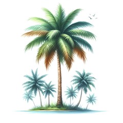 green palm tree tropic leaves decor for vacation card