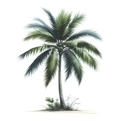 Fototapeta na wymiar green palm tree tropic leaves decor for vacation card