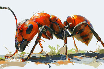 illustration design of an ant painting style