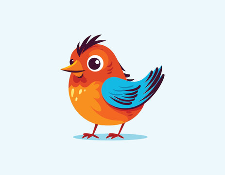 funny red and blue bird cartoon vector on a isolated background