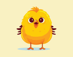 funny golden bird cartoon vector on a isolated background