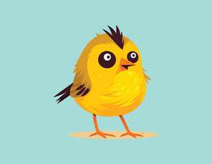funny golden bird cartoon vector on a isolated background