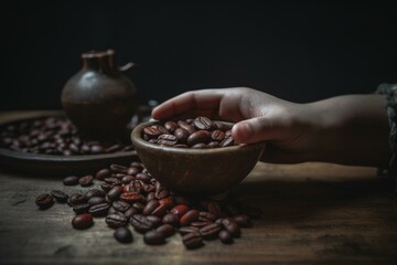 Ethiopian Mocha coffee beans. Generative AI