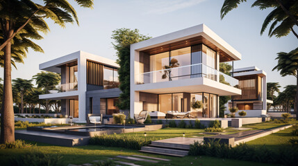 Fototapeta na wymiar Modern generic contemporary style villa