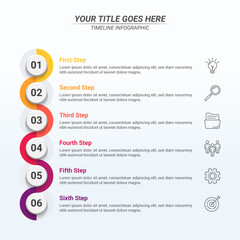 Circle Timeline Infographic with 5 Steps and Editable Text for Business Plans, Business Reports, and Website Design.