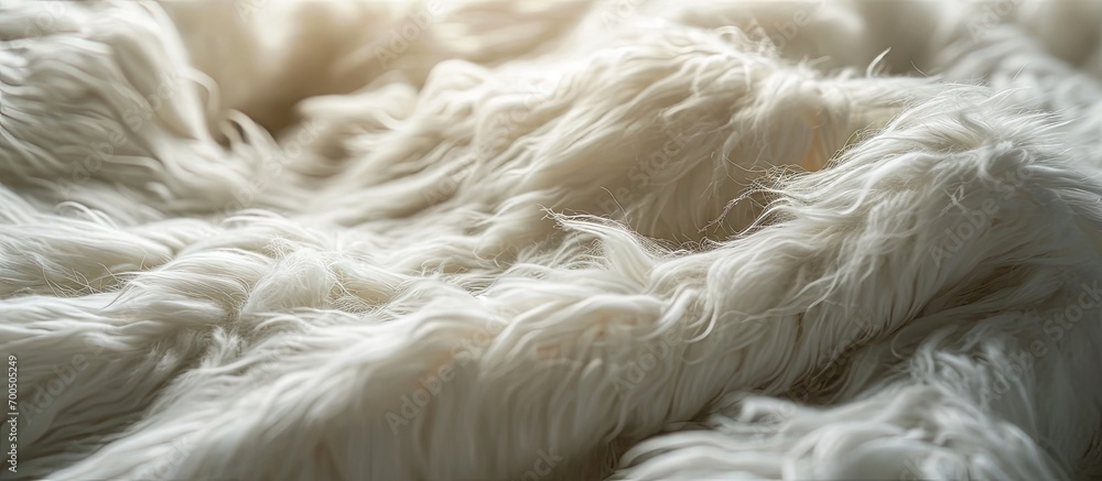 Poster fluffy white wool texture background fluffy abstract backdrop design. creative banner. copyspace ima