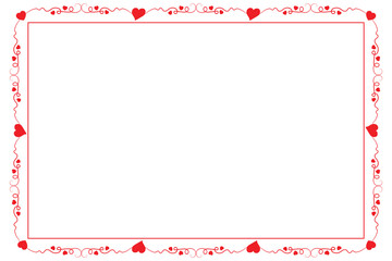
Heart Swirl Romantic Love ornaments isolated border layout, red hearts ornate award frame border, Valentine Day Card Border Square frame design, decorative heart rectangle frame vector element