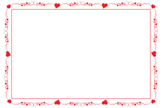 
Heart Swirl Romantic Love ornaments isolated border layout, red hearts ornate award frame border, Valentine Day Card Border Square frame design, decorative heart rectangle frame vector element