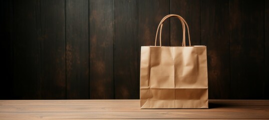 Shopping paper bag. Copy space. Generative AI technology.	
