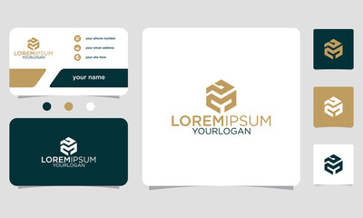 letter pm monogram business card logo design vector
