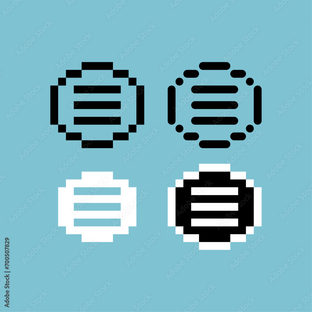 Poster pixel art outline sets of menu icon with variation color item asset. home menu icon on pixelated sty