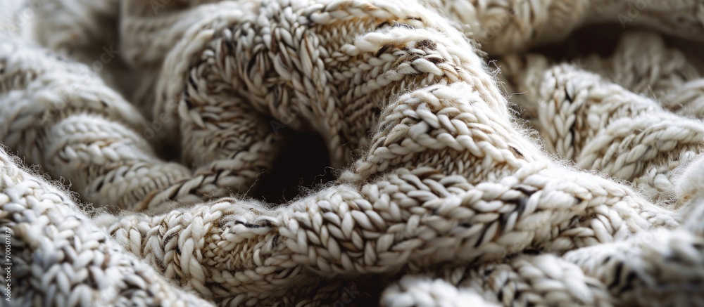 Poster knitted product made of woolen yarn with a clear pattern in pleasant colors texture of a knitted bla